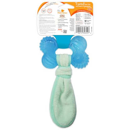 Nylabone Freezer Bone Puppy Chew Toy, Soothing Teething Toys for Puppies, Rubber & Terry Cloth, Peanut Butter Flavor, Small Dogs - Up to 25 lbs., 1 Count - size: Small