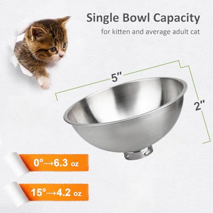 AYADA Dedicated Replacement Cat Bowl for Raised Cat Food Bowl, Base Not Included Elevated Stainless Steel 0-15° Slanted Kitty Kitten Pet Dish for Wet Food Water Anti Vomiting - color: Replacement