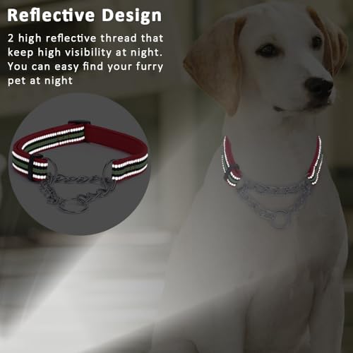 Reflective Martingale Dog Collars, Adjustable Soft Neoprene Padded Breathable Nylon Pet Collar for Puppy, Medium and Large Dogs,Green,S - color: Green, size: S