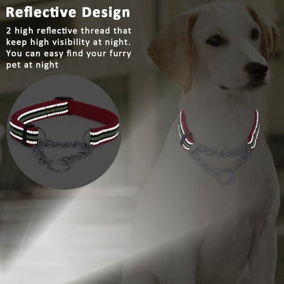 Reflective Martingale Dog Collars, Adjustable Soft Neoprene Padded Breathable Nylon Pet Collar for Puppy, Medium and Large Dogs,Red,S - color: Red, size: S