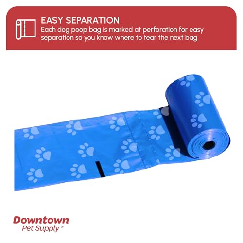 Downtown Pet Supply Rainbow Paw Print Poop Bags (520 CT & 2 Dispensers) - Leak-Proof, Unscented, Clips to Dog Leashes & Harnesses - color: Rainbow Paws, size: 520 Count (Pack of 1)