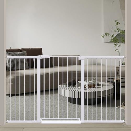 Fairy Baby 38" Extra Tall Baby Gate, 65.4"-70.8" Extra Wide Long Pet Gate for Dogs Cats Puppy, Metal Auto Close Safety Child Gate for Stairs Doorways, Pressure Mounted Gate Fence No Drill, White - color: White, size: 65.4"-70.8"