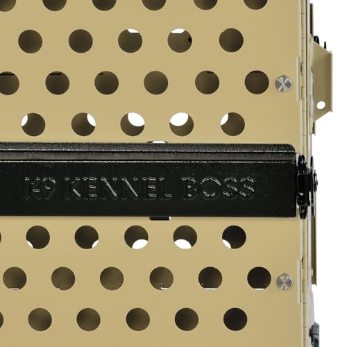 K9 Kennel Boss Aluminum Collapsible Dog Crate, Heavy Duty Folding Kennel - Medium-Long (Tan) - color: Tan, size: 40.6"L x 25.2"W x 28.9"H