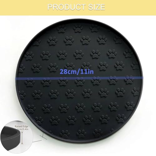 Dog Food Mat - Waterproof Cat Bowl Mat, Silicone Pet Food Mat with Edges, Nonslip Dog Feeding Mat for Protecting Floors (Grey+Black) - color: Grey+Black