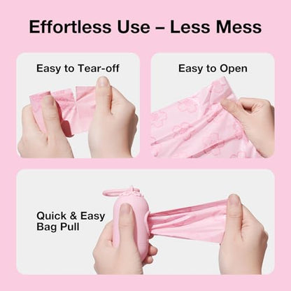 VETRESKA Dog Poop Bag Dispenser with Cherry Blossom Scented Poop Bags, Leak Proof and Extra Thick Pet Waste Bags, 1 Poop Bag Holder and 105 Bags for Dog Walking and Cats Litter, Pink - size: 1 Count (Pack of 105), style: Cherry Blossom