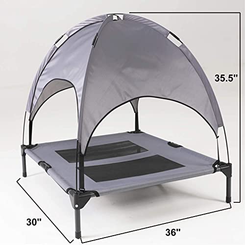 PawfectPals Portable Cooling Waterproof Elevated Heavy Duty Camping Pet Bed and Cot with Detachable Shade for Indoor and Outdoor use (Large) - size: Large