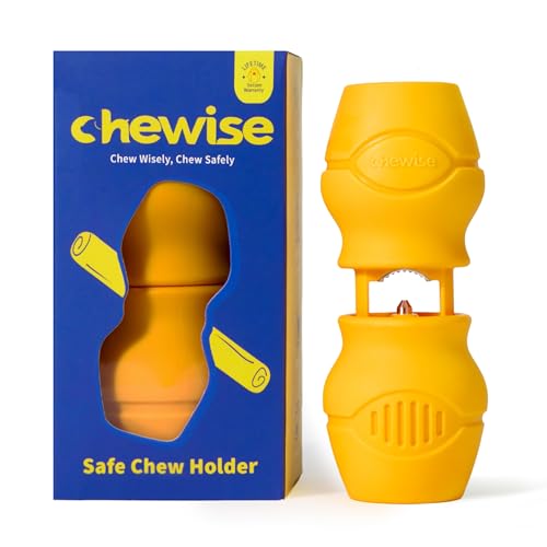 PetClan Chewise Bully Stick Holder, Improved Bully Sticks Holder, Ultimate Secure Heavy Duty, BPA-Free Safety Device to Prevent Choking, Fits Various Bully Sticks and Dog Sizes - color: Yellow, size: Small