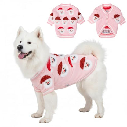 LUBOT NEW Ugly Christmas Sweaters for Puppy Cute Funny Wintertime and Holiday Parties Knitted Pullover Sweater Santa Small Dog Pink Santa Cardigan Medium - color: Pink Santa Cardigan, size: Medium