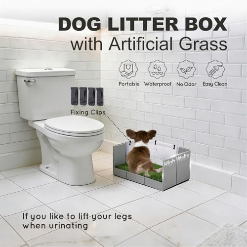 HQ4US 4LEGS Dog Grass Pad with Tray Foldable Dog Litter Box High Walls, Odor Free Artificial Grass for Dogs Potty, Pee Pad Holder, Seamless, No Assembly, Waterproof, Easy Clean, Portable for Travel - size: Small for Dog＜ 15" Length