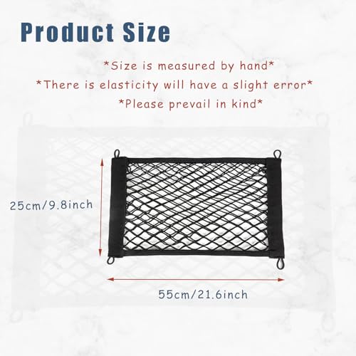2 Pcs Small Cargo Net, 21.6 ×9.8in Car Storage Net Pocket Automotive Cargo Nets Stretchable Cargo Net Storage Mesh Net with 8 Mounting Screws and Hooks Cargo Netting for SUV Car Truck - size: 21.7 x 9.8 inches