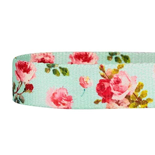 Blueberry Pet Spring Scent Inspired Rose Print Martingale Safety Training Dog Collar, Turquoise, Small, Heavy Duty Adjustable Collars for Dogs - color: Turquoise, size: Small