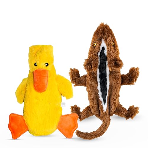 FGA MARKETPLACE Duck-Squirrel Flat NO Stuffing NO Squeak Plush Dog Toy, Funny Style Will Entertain Your Pet for Hours, Recommended for Small and Medium Dog 21 INCH Long - color: DUCK CHIPMUNK