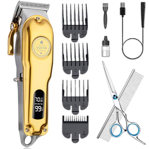 yucca Dog Grooming Clippers for Thick Heavy Coats, Cordless Animal Clippers Professional, Rechargeable Low Noise Clippers, Thick Fur Clippers with Metal Blade for Pets Dogs Cats - size: DGC-1