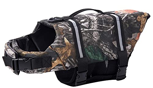 Izefia Dog Life Jacket Swimming Safety Coat Floatation Life Vest Life Saver with Handle for Small Dog Puppy Large Dog (Camouflage, XXS) - color: Camouflage, size: XX-Small