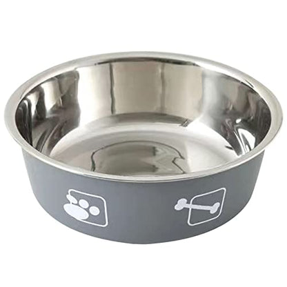 Dogs Bowl Stainless Steel Bowl Pet Bowl Anti Slip Dog Bowl Feeding Bowl Dog Water Bowl Pet Feeding Bowl Portable - color: Gray, size: 18cm