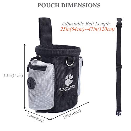 AMZNOVA Dog Treat Bag Treatnow Dog Treat Pouch, Training Pouch with Waist Belt & Clicker for Training & Walking, Waist Clip On Snack Fanny Pack for Pet, 3Cups, Black - color: Black