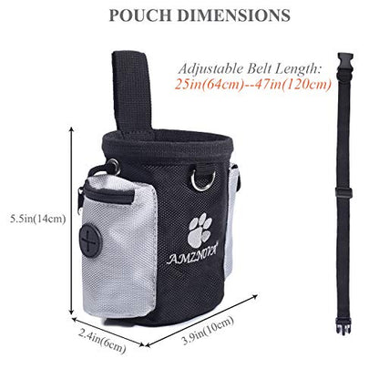 AMZNOVA Dog Treat Bag Treatnow Dog Treat Pouch, Training Pouch with Waist Belt & Clicker for Training & Walking, Waist Clip On Snack Fanny Pack for Pet, 3Cups, Black - color: Black