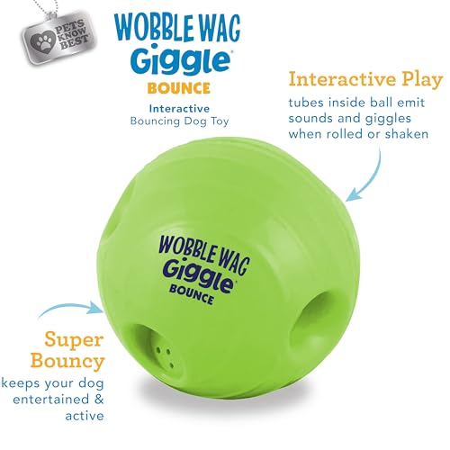 Wobble Wag Giggle Bounce Interactive Dog Toy- Sound Making Bouncing Ball for Dogs Ages Indoor & Outdoor Play, Soft & Durable with Easy Grip Design- Pets Know Best - style: Bounce