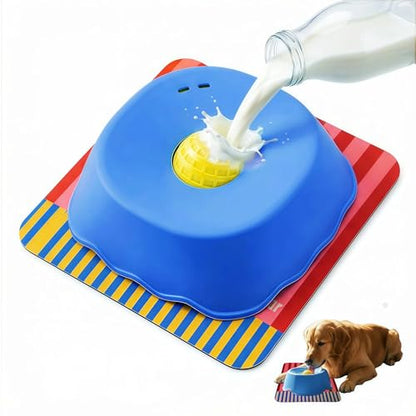 Slow Feeder Dog Bowl for Liquid with Built-in Ball,250ml Non-Slip for Bone Broth & Yogurt,Prevents Wet Chin,Anxiety Relief & Mental Stimulation,Food-Grade Easy Clean Enrichment Toy for All Breeds