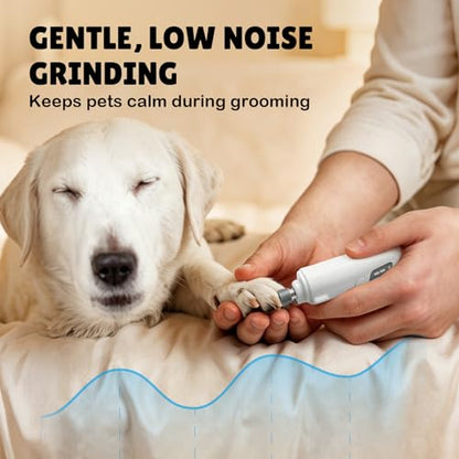 2-in-1 Dog Nail Clippers and Grinder with LCD Battery Display - Professional Cat Claw Trimmer with Built-in Safety Light & Guard, Ultra Quiet Rechargeable Pet Claw Grooming Tool for Large & Small Pets