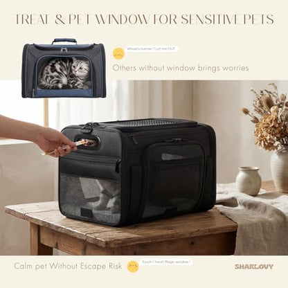 Top-Expandable Pet Carrier with Treat & Pet Window,17x11x9.5 Inch Alaska Hawaiian Airline Approved,Soft-Sided Dog Carrier for Small Dogs and Cats,Travel Cat Carrier with Locking Safety Zippers,Black - color: Black, size: 17.0"L x 11.0"W x 9.5"H