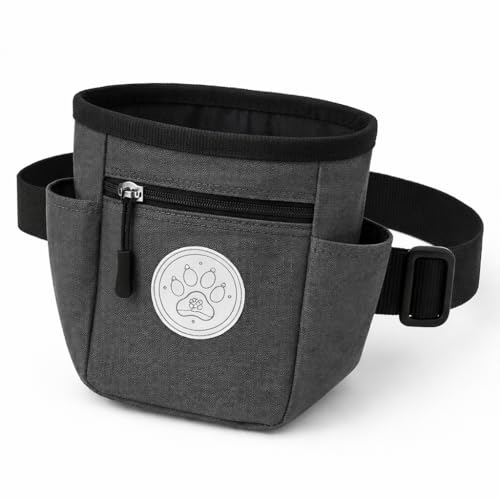 Dog Treat Pouch with Adjustable Waist Belt – Hands-Free Dog Training Bag, Treat Holder with Zipper Pocket for Phone & Keys, Lightweight, Durable & Easy to Clean, (Grey) - color: Grey