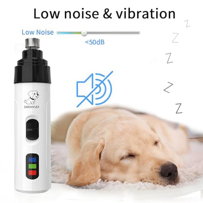 Electric Dog Nail Grinder - USB Rechargeable Electric Nail Trimmer with 3 Diamond Grinding Heads for Small to Large Dogs & Cats