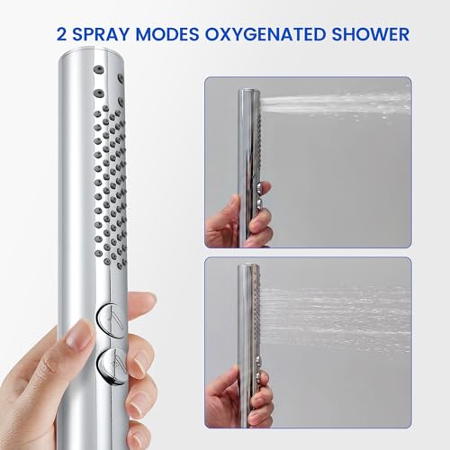 High pressure Round Handheld Shower Head Only, Anti-clog Nozzles, 2 In 1 Function Replacement Shower Wand with Handheld to Clean Tub, Tile & Pets, Rain Shower Head for Bathroom (Chrome) - color: Chrome
