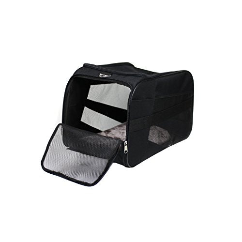 dbest products Pet Smart Cart Carrier, Medium, Black, Soft Sided Collapsible Folding Travel Bag, Dog Cat Airline Approved Tote Luggage Backpack - color: Black, size: 21.0"L x 12.0"W x 16.0"H, style: Carrier Only
