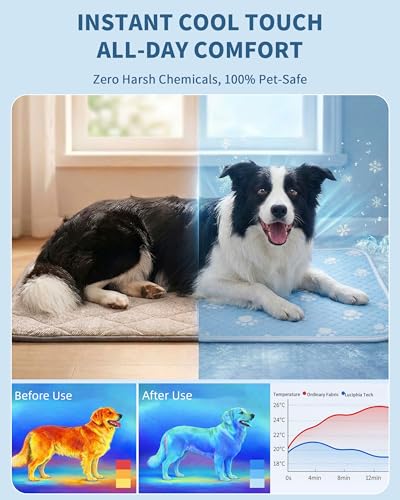 BWX Cooling Mat for Dogs - Easy Clean & Fold Cool Mat for Dogs, Chew Resistant Dog Cooling Pad with Non-Slip Bottom & Chill Soothing Fabric (L/28’‘×40’‘) - size: L/28''×40''