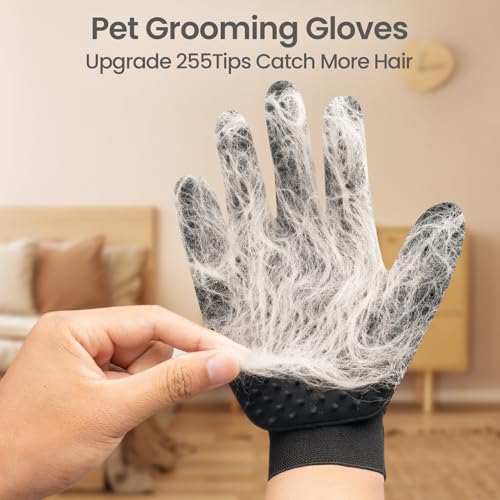 Pet Hair Remover Glove - Gentle Pet Grooming Glove Brush - Deshedding Glove - Massage Mitt with Enhanced Five Finger Design - Perfect for Dogs & Cats with Long & Short Fur - 1 Pack (Right-hand), Black - color: Black