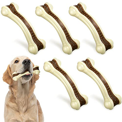 Sosation 4/5 Pack Dog Chew Toys for Aggressive Chewers Indestructible Nylon Dog Bones Beef Flavor Teething Chew Toys Bones for Large/Medium/Small Puppies(XL) - size: XL