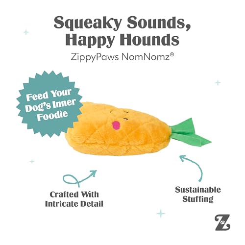 ZippyPaws NomNomz - Dog Squeaky Toys to Keep Them Busy, Funny Food Plush for Small & Medium Dogs, Cute Stuffed Puppy Toy, Pet Products, Gift for Dogs of All Breeds, Soft and Cuddly - Pineapple - color: Pineapple