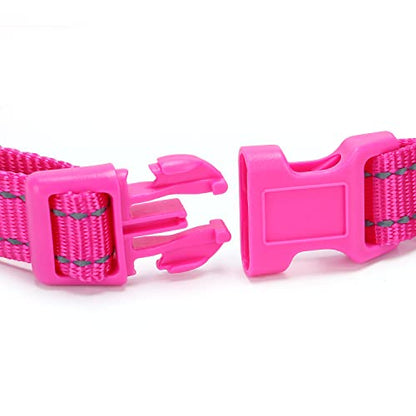 Martingale Dog Collars - Reflective Dog Collar with Quick Release Buckle Adjustable Nylon Training D Solution for Large, Medium, and Small Dogs (S, Hot Pink) - color: Hot Pink, size: S