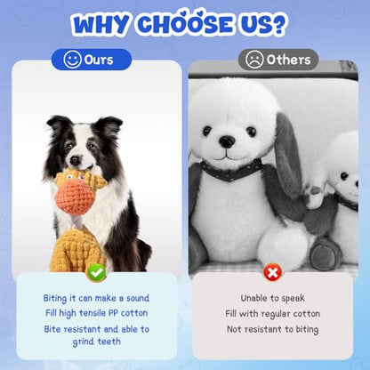 2025 New Dog Toys, Indestructible Plush Dog Toy, Dogs Toys for Aggressive Chewers, Dogs Squeaky Chew Toy for Indoor Pups Teething (Brown+Blue) - color: Brown+Blue