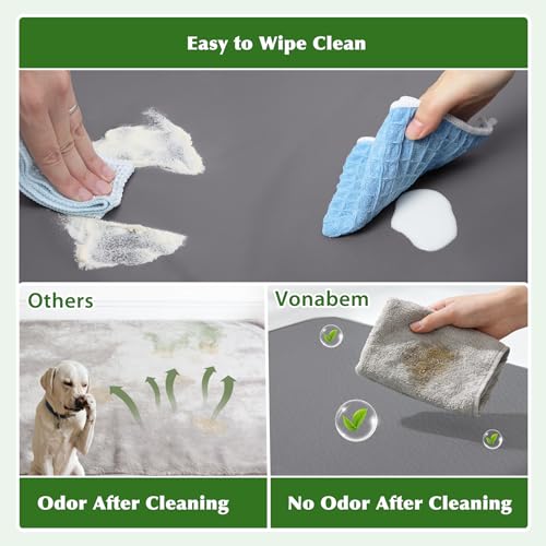 Vonabem Outdoor Waterproof Dog Bed Washable, XXL Crate Pad 48 Inch, Wipeable Leather Extra Large Pet Bed with Removable Cover Reversible, Foam Anti-Slip Kennel Pads 47"x29" Grey - color: Grey, size: XXL(47x29x4)