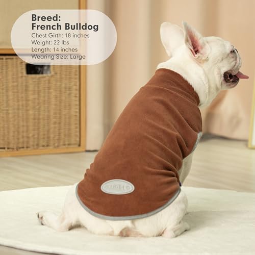 cyeollo Fleece Dog Sweater Vest, Reflective Dog Sweatshirt Pullover Doggie Jacket for Small Medium Large Doggie Clothes Boy Girl Pets, Brown & Khaki S - color: Brown & Khaki, size: Small