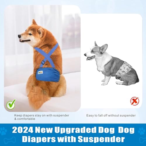 Idepet Belly Bands for Male Dogs with Suspender Detachable, 3 Pack Male Dog Belly Bands Washable Doggie Boy Diapers Reusable Male Pee Wraps for Small Medium Dog (XX-Large) - size: XX-Large