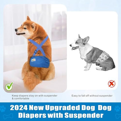 Idepet Belly Bands for Male Dogs with Suspender Detachable, 3 Pack Male Dog Belly Bands Washable Doggie Boy Diapers Reusable Male Pee Wraps for Small Medium Dog (XX-Large) - size: XX-Large