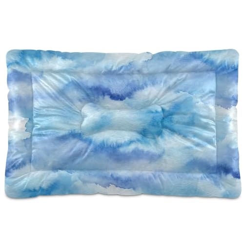 Blue Haze Pattern Pet Bed Mat for Dogs and Cats, Soft Washable Crate Pad with Non-Slip Bottom, Cozy Bed Cushion for Small Medium Large Pets, 24x36 Inch - size: Medium
