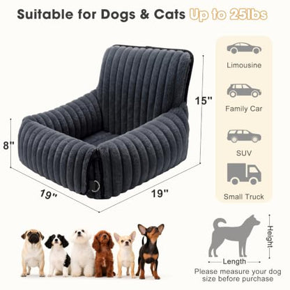 MIXJOY Dog Car Seat for Small/Medium Dogs up to 25 lbs, Multi-Functional Dog Carrier for Car with Detachable Washable Cover, Pet Travel Bed with Clip-On Safety Leash, Grey - color: Grey