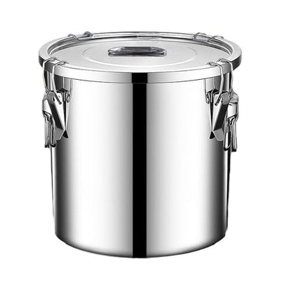 304 stainless steel food storage containers with lids lock clips airtight container large airtight for rice flour sugar grain coffee bean storage containers Kitchen jar (8.72gal/33L) - size: 8.72gal