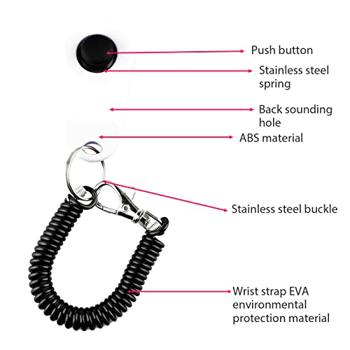 Dog Training Clicker, ABS Material Clicker with Black Long Wrist Strap and Ring, Universal for Dogs and Cats (White) - color: White