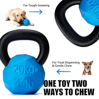 MECOOL Indestructible Dog Toy for Aggressive Chewers - Heavy Duty Chew Ring with Durable Nylon and Treat Dispenser Rubber Base, Interactive Food Puzzle Dog Chew Toy,Large Blue - size: L Blue