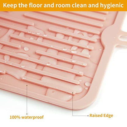 Ptlom Pet Placemat for Dog and Cat, Mat for Prevent Food and Water Overflow, Suitable for Medium and Small Pet, Pink, Silicone - color: Pink