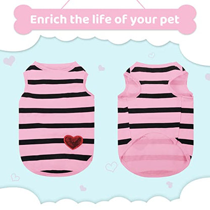 Pet Dog Striped T-Shirt Dogs Cats Cotton Vest Spring Summer Pet Apparel Tee Shirt Suitable for Small and Medium Large Pets French Bulldog Bichon - color: Light Pink-Vest, size: X-Small