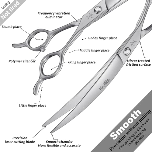 High-end Professional Dog Grooming Curved Scissors Pet Curved Shears 8 Inches Extremely Very Sharp Made Of Stainless Steel Alloy By Hand For Dog Cat Groomer - style: 8inch Curved Shears