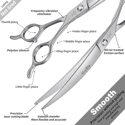 High-end Professional Dog Grooming Curved Scissors Pet Curved Shears 8 Inches Extremely Very Sharp Made Of Stainless Steel Alloy By Hand For Dog Cat Groomer - style: 8inch Curved Shears