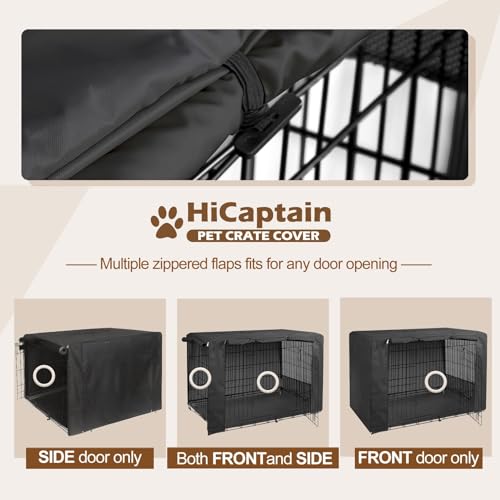 HiCaptain Breathable Dog Crate Cover 48 Inch, Durable Heavy Duty Kennel Cover, Dual Zippered Panels, Windproof Waterproof UV-Resistant(Black) - color: Black, size: 48.0"L x 30.0"W x 33.0"H