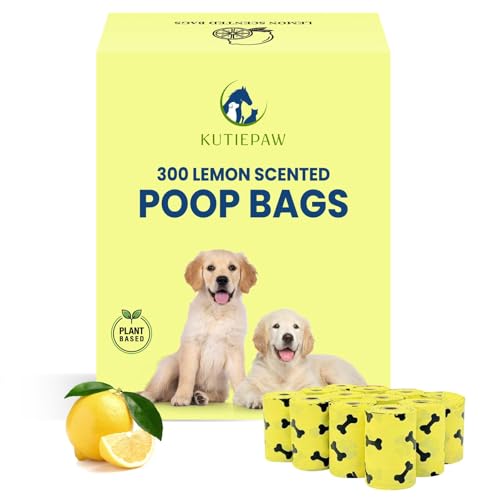 Compostable Dog Poop Bags, 300 Count, Lemon Scented | Extra Thick & Leak-Proof, Corn Starch Blend, Eco-Friendly Biodegradable, For Dogs and Puppies - style: Poop Bags Rolls